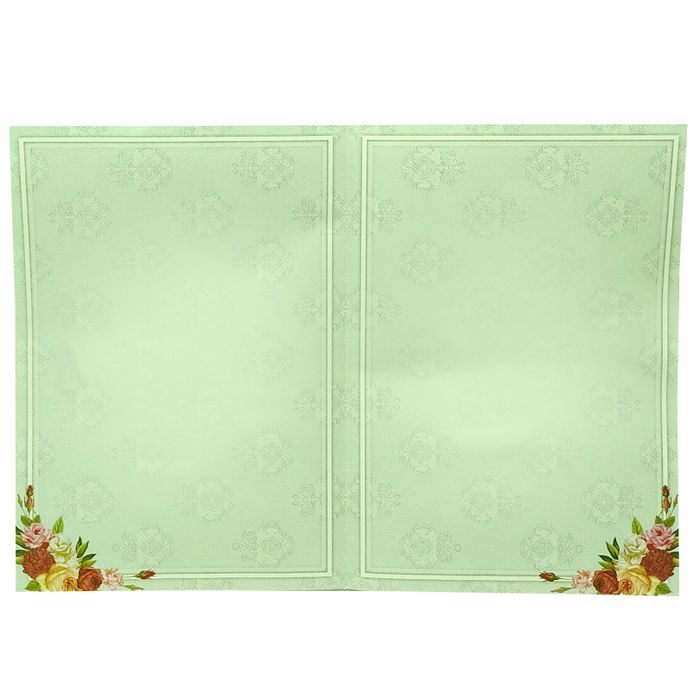 Pastel Green Floral Offset Wedding Card With Ganesha Sticker-KNCP253G-King of Cards