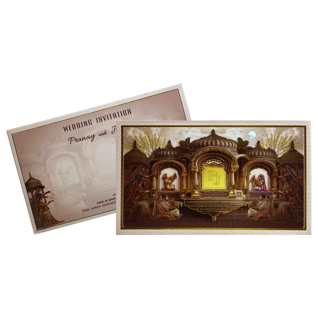 Light Cream Royal Padded Wedding Card-Krc30430