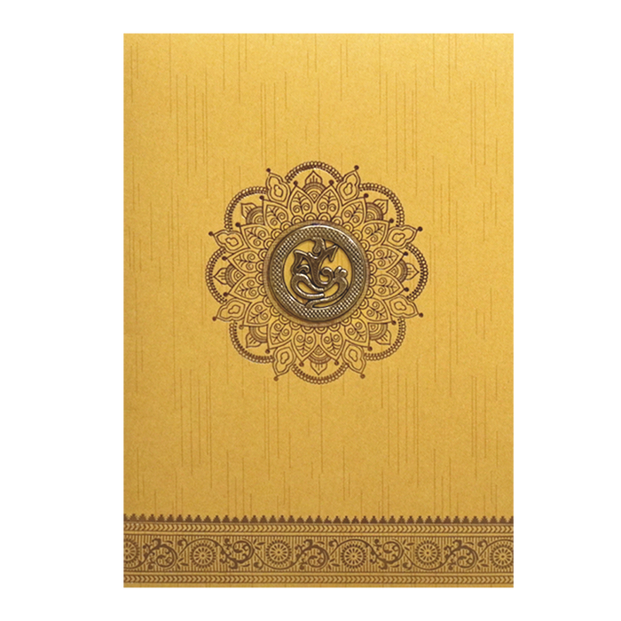 Yellow Golden Ganesha Wedding Card-King of Cards