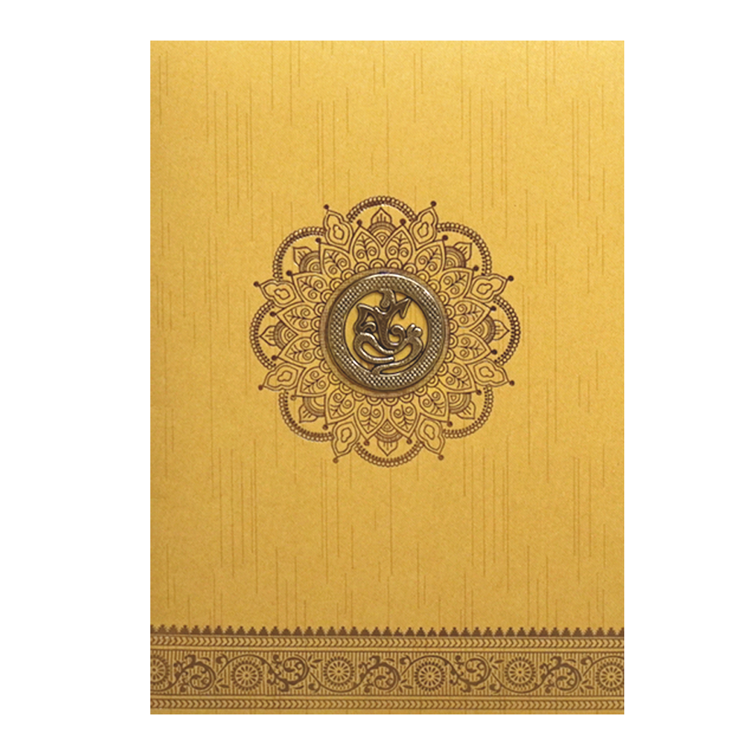 Yellow Golden Ganesha Wedding Card-KNKR026G