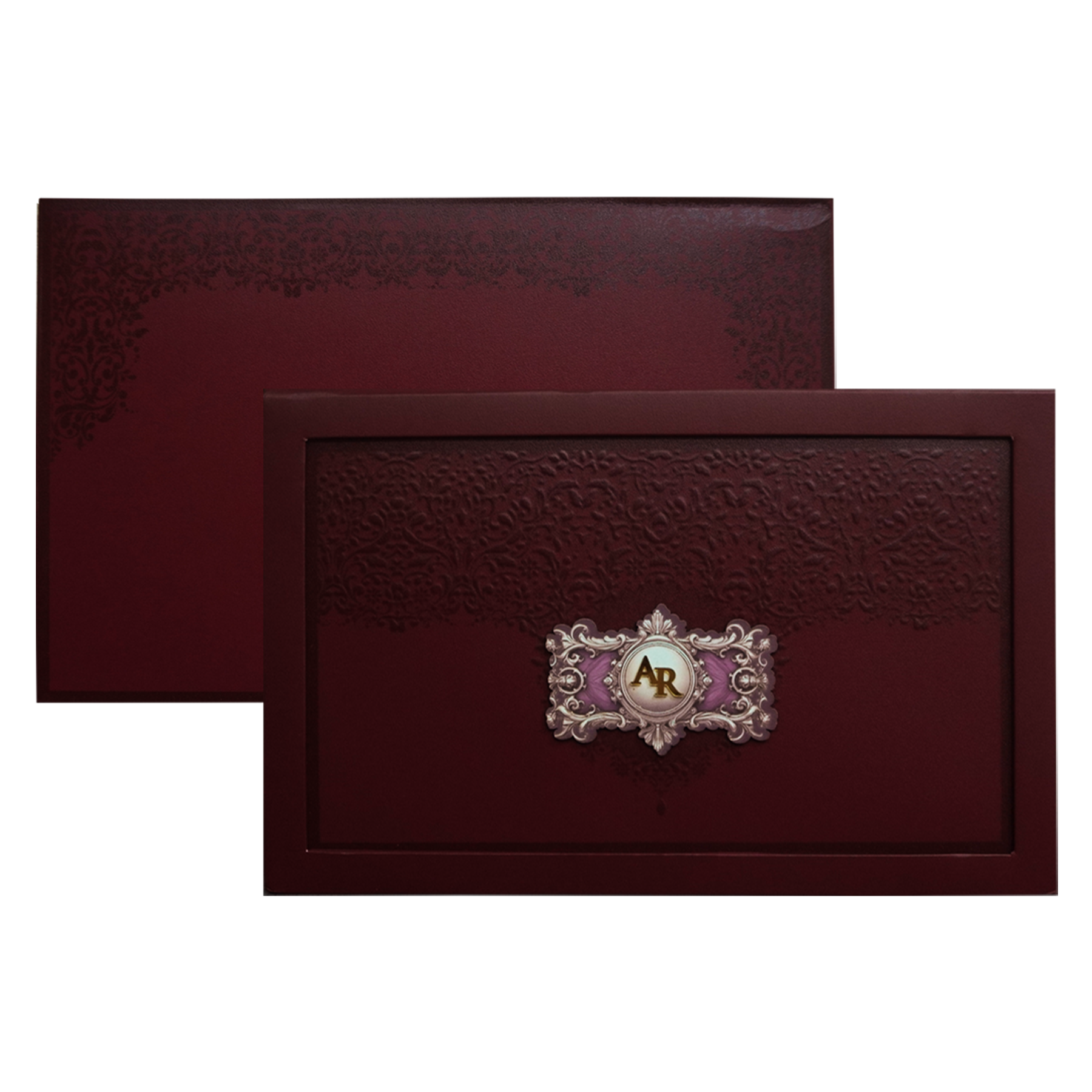 Maroon Premium Padded Wedding Invitation-KPR24380