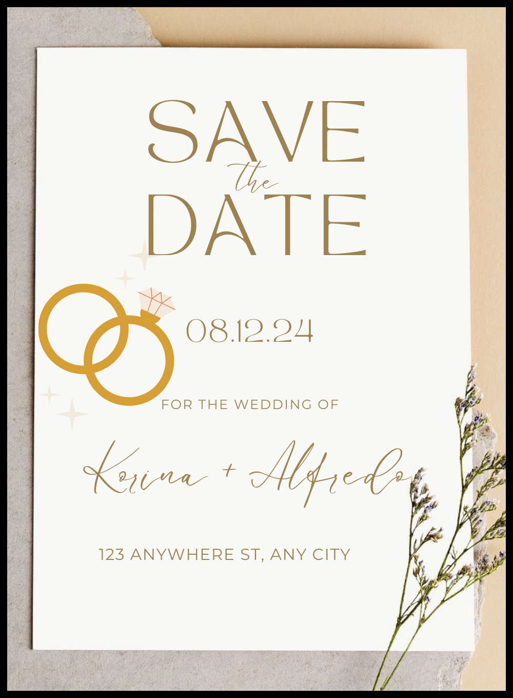 Gold Frame Save The Date Invitation-AASTD034