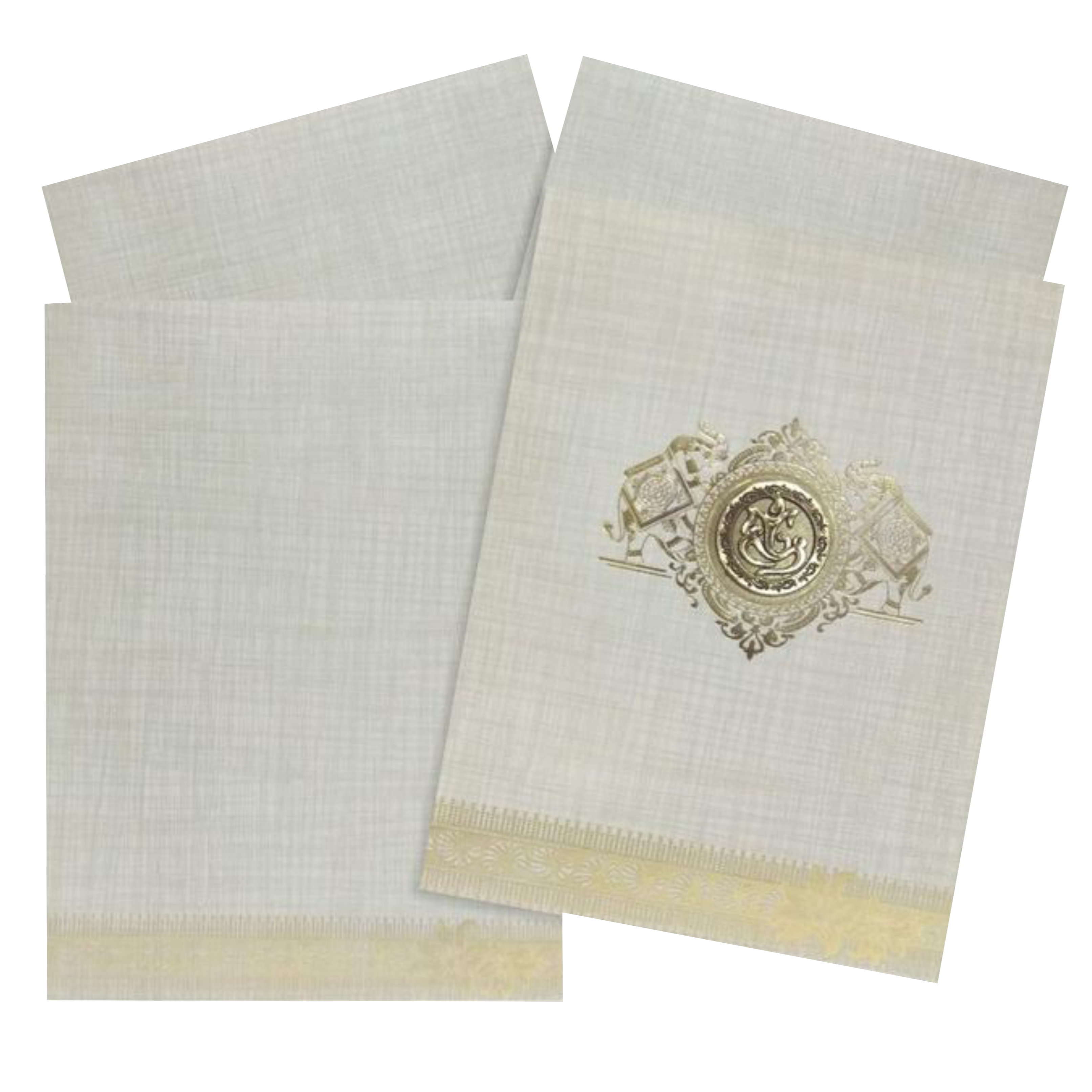 Cream Gold Foil Elephant Wedding Card-KNK5021S