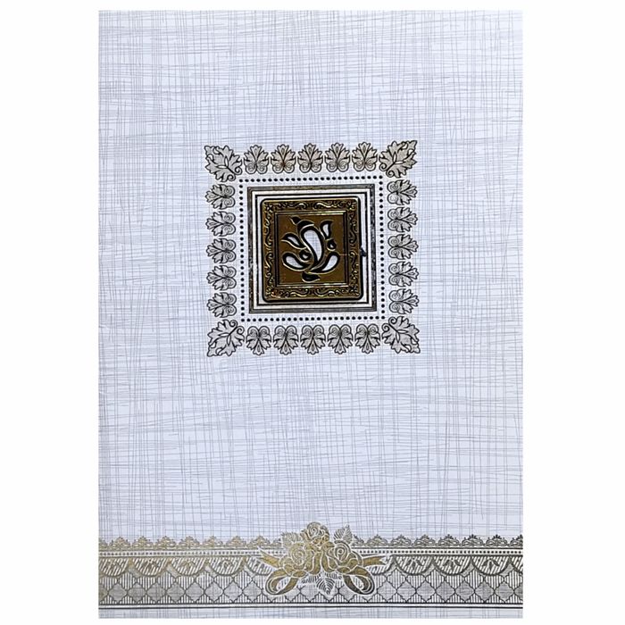 Grey Metallic Invitation Card With Gold Foiling Design-KNCP23GF-King of Cards