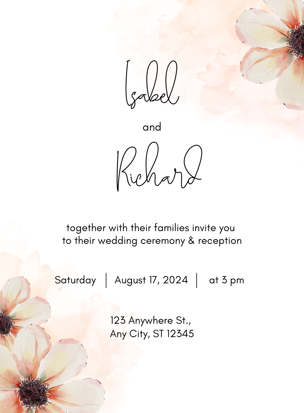 Pink Aesthetic Floral Wedding Invitation-EINK0050