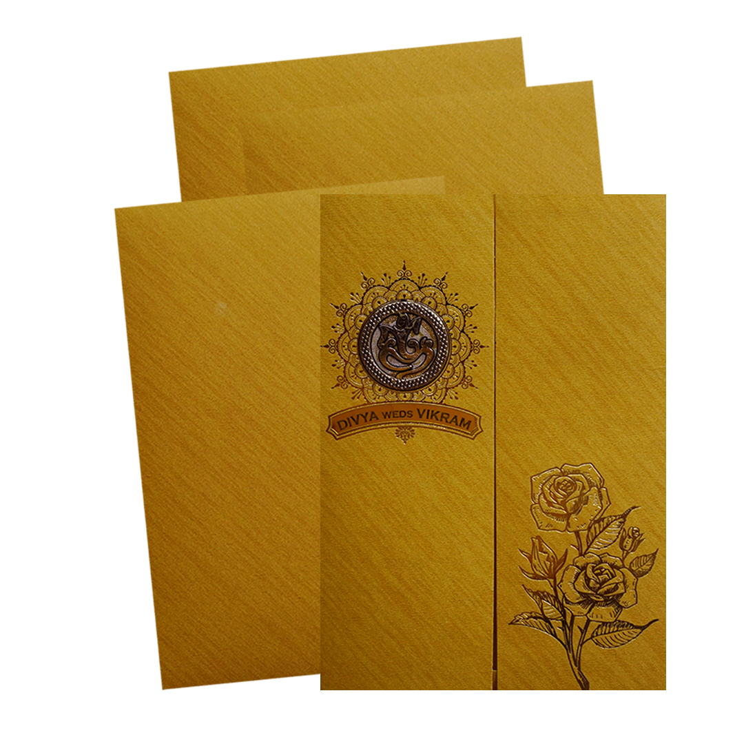 Make your event special with our exclusive Metallic Gold Ganesha Wedding Card . Shop now! ?WhatsApp Support ?Express Delivery.