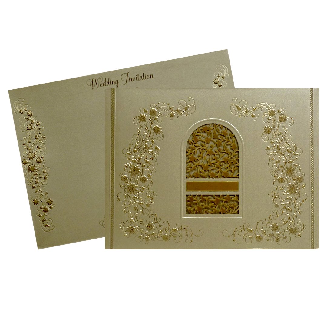 Golden Brown Floral Invitation-King of Cards