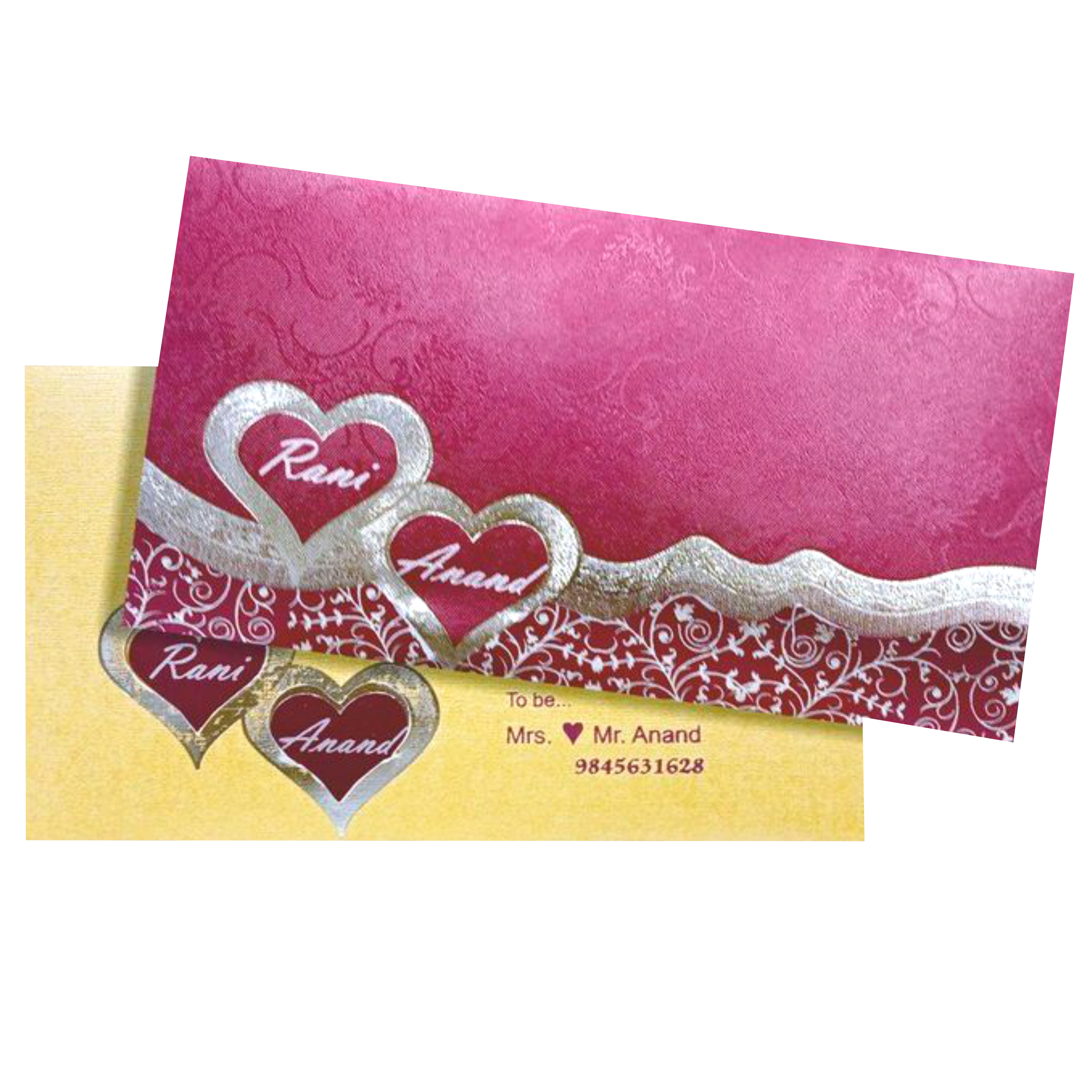 Enchanting Maroon Shading With Gold Foiling Personal Wedding Card - KNKSP732