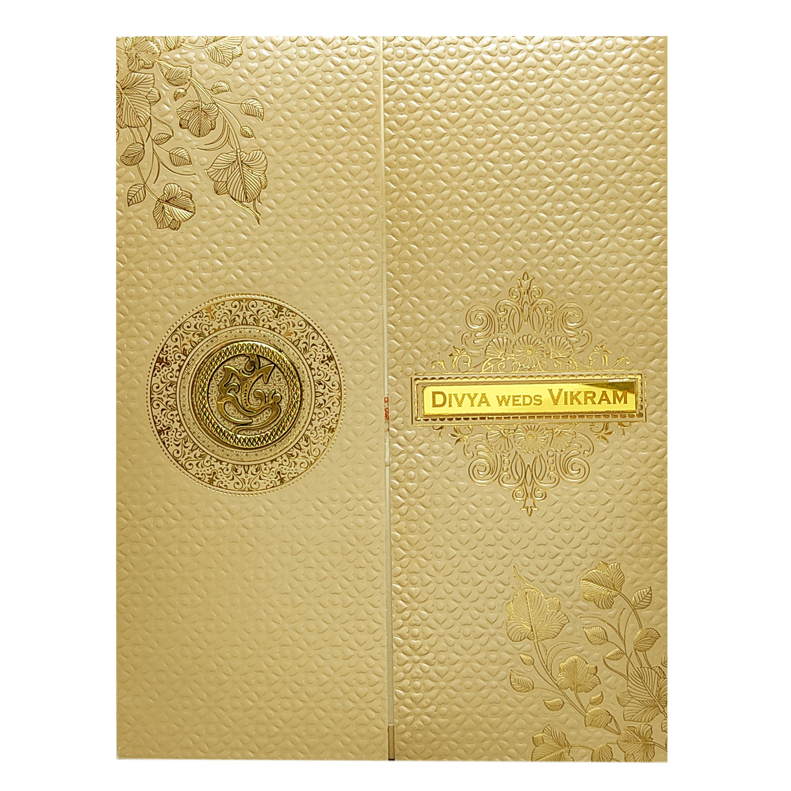 Peach Embossed Nameplate Invitation Card-KNL1301P