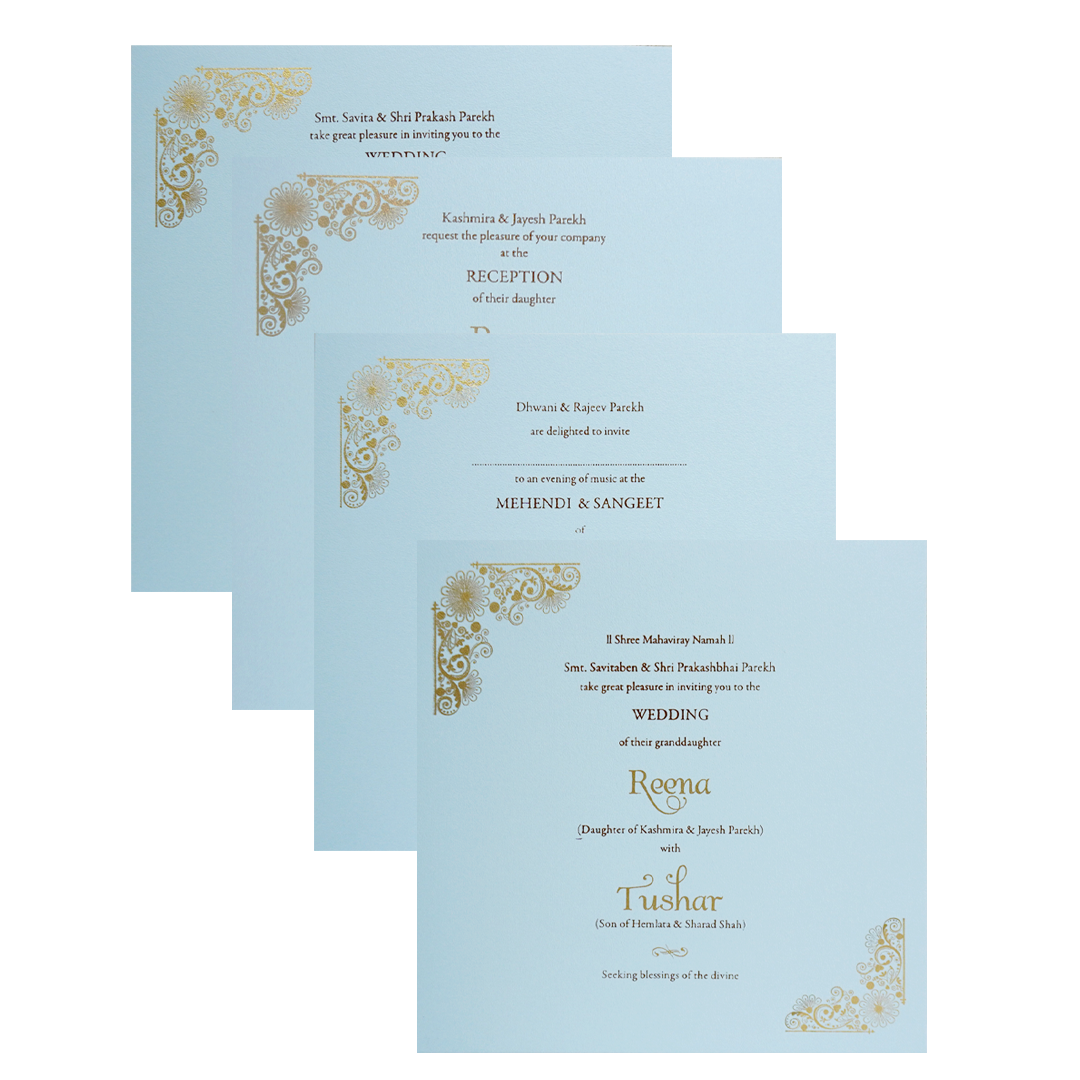 Blue Padded Laser Cut Wedding Card-KPR23310