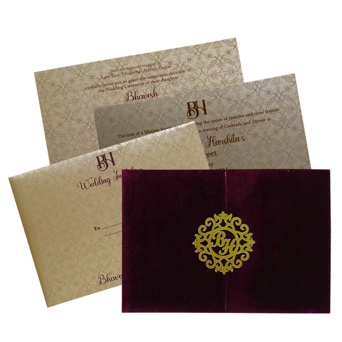 Red Velvet Fabric Invitation-King of Cards