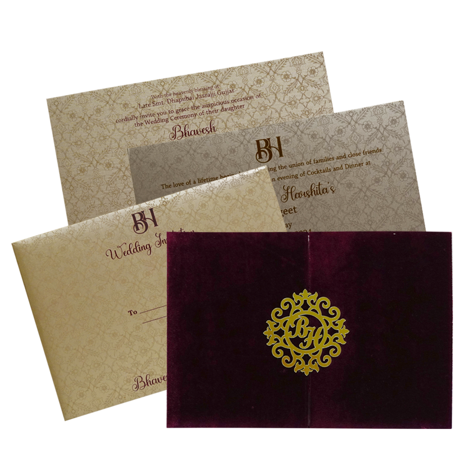 Make your event special with our exclusive Red Velvet Fabric Invitation Order now! ?WhatsApp Support ?Express Delivery.