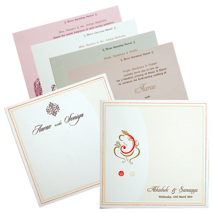 Light Pink Ganesha Box Wedding Card-King of Cards