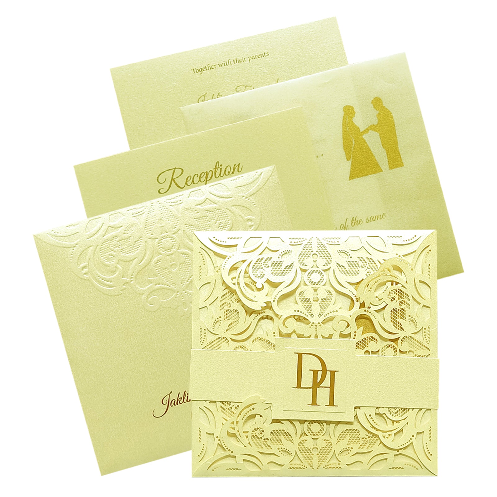 White Floral Laser Cut Invitation Card-KPR01010