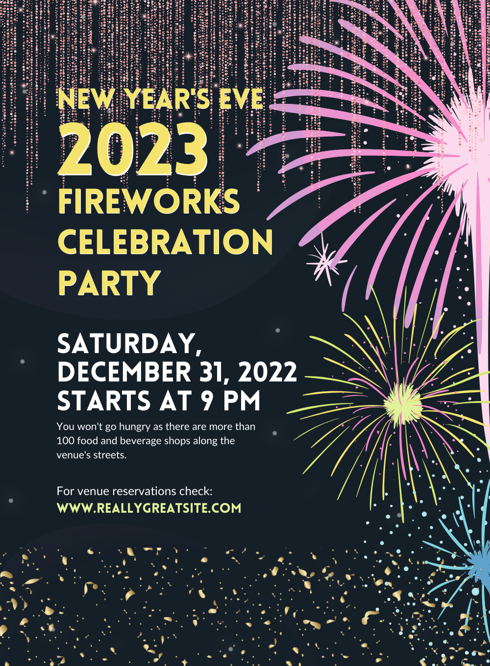 Grey Floral New Year Party Invitation-King of Cards