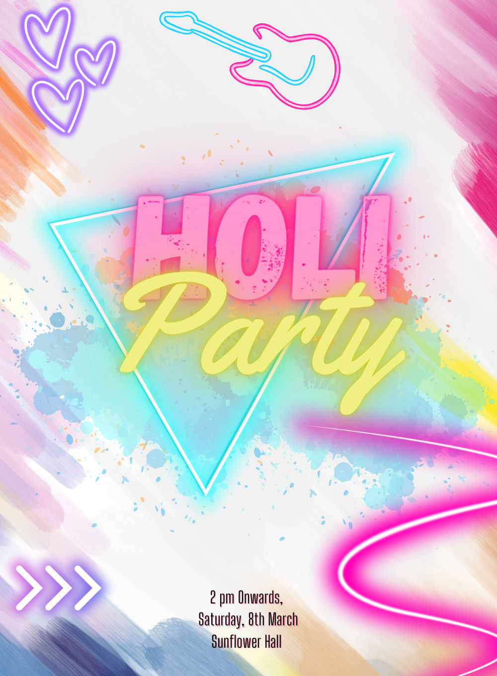 Neon Color Holi Invitation-King of Cards