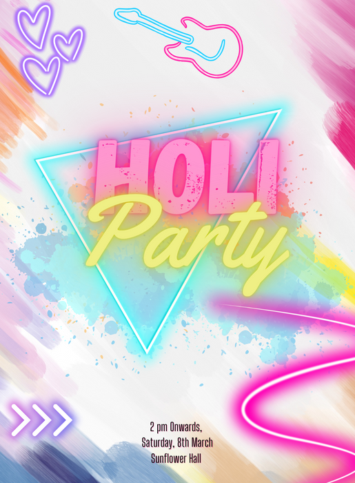 Neon Color Holi Invitation-AAHOL011