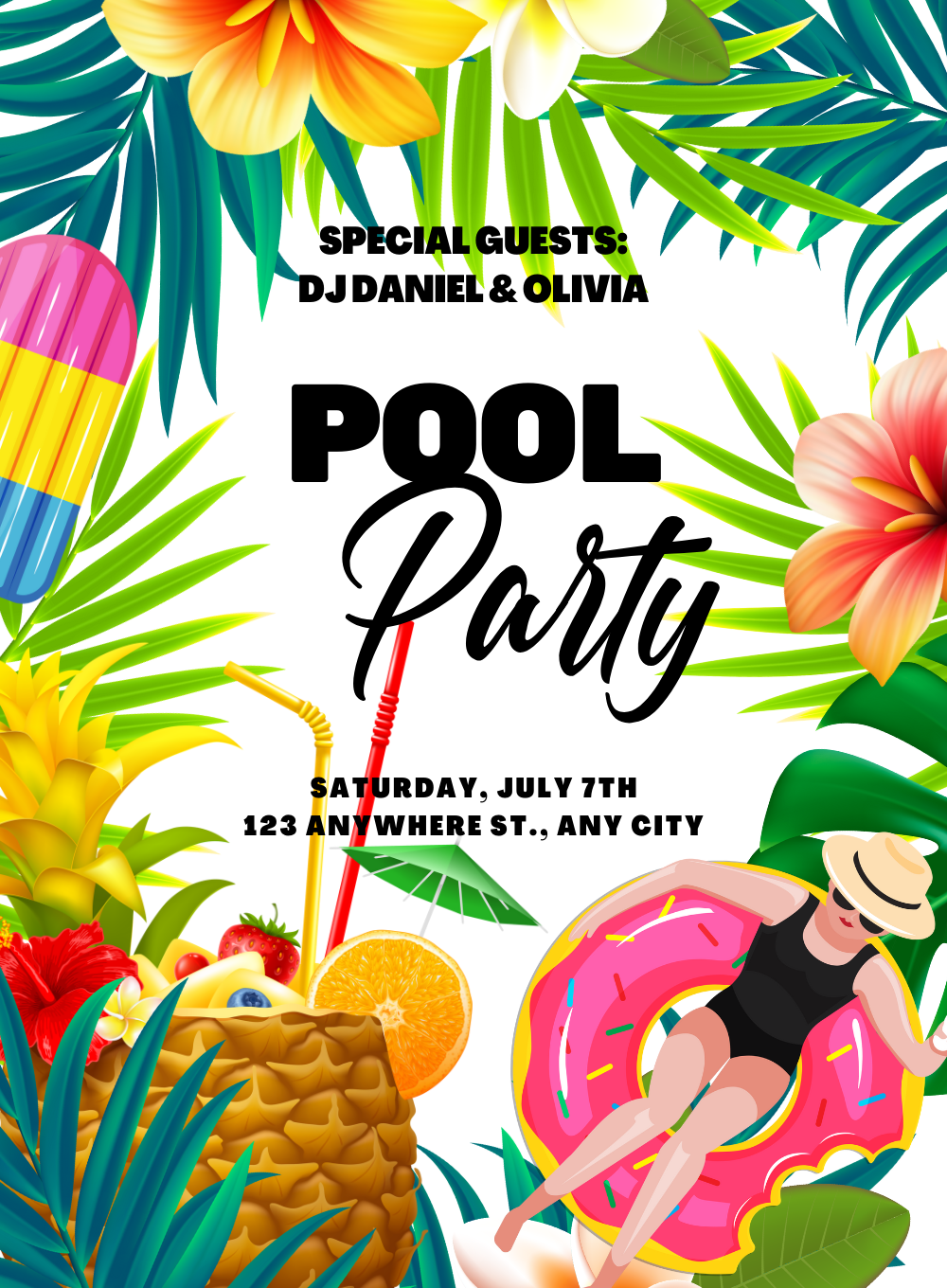 Neon Splash Pool Party Invitation-AAPPI031