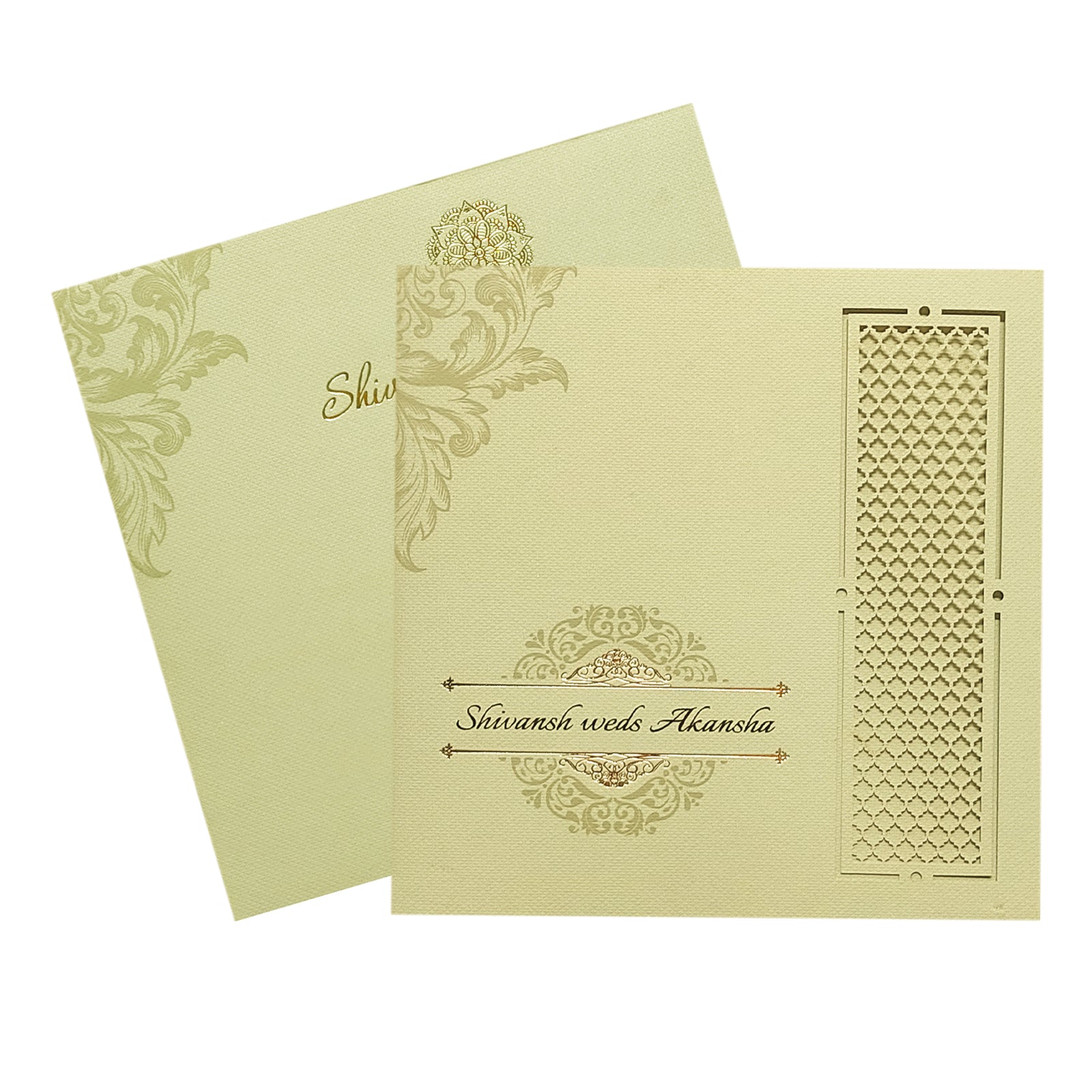 Beige Laser Cut Invitation Card-KRC29482