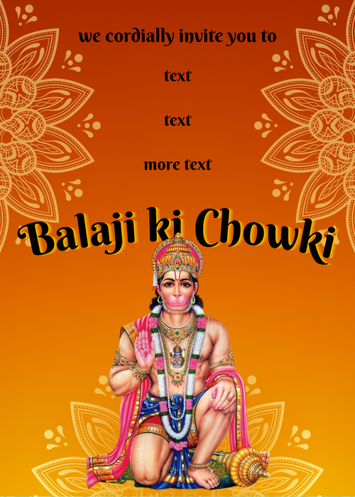 Orange Floral Balaji Chowki Invitation-King of Cards