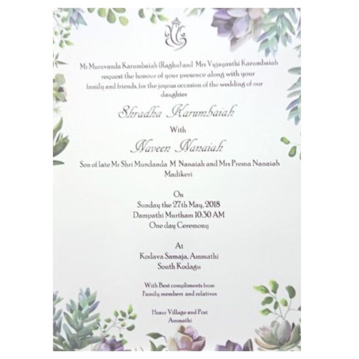 White floral theme single sheet wedding card-King of Cards