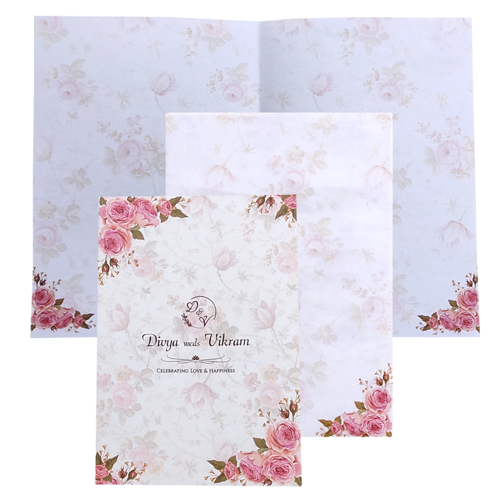 Pink Prince Paper Print Floral Invitation In Offset Print-King of Cards