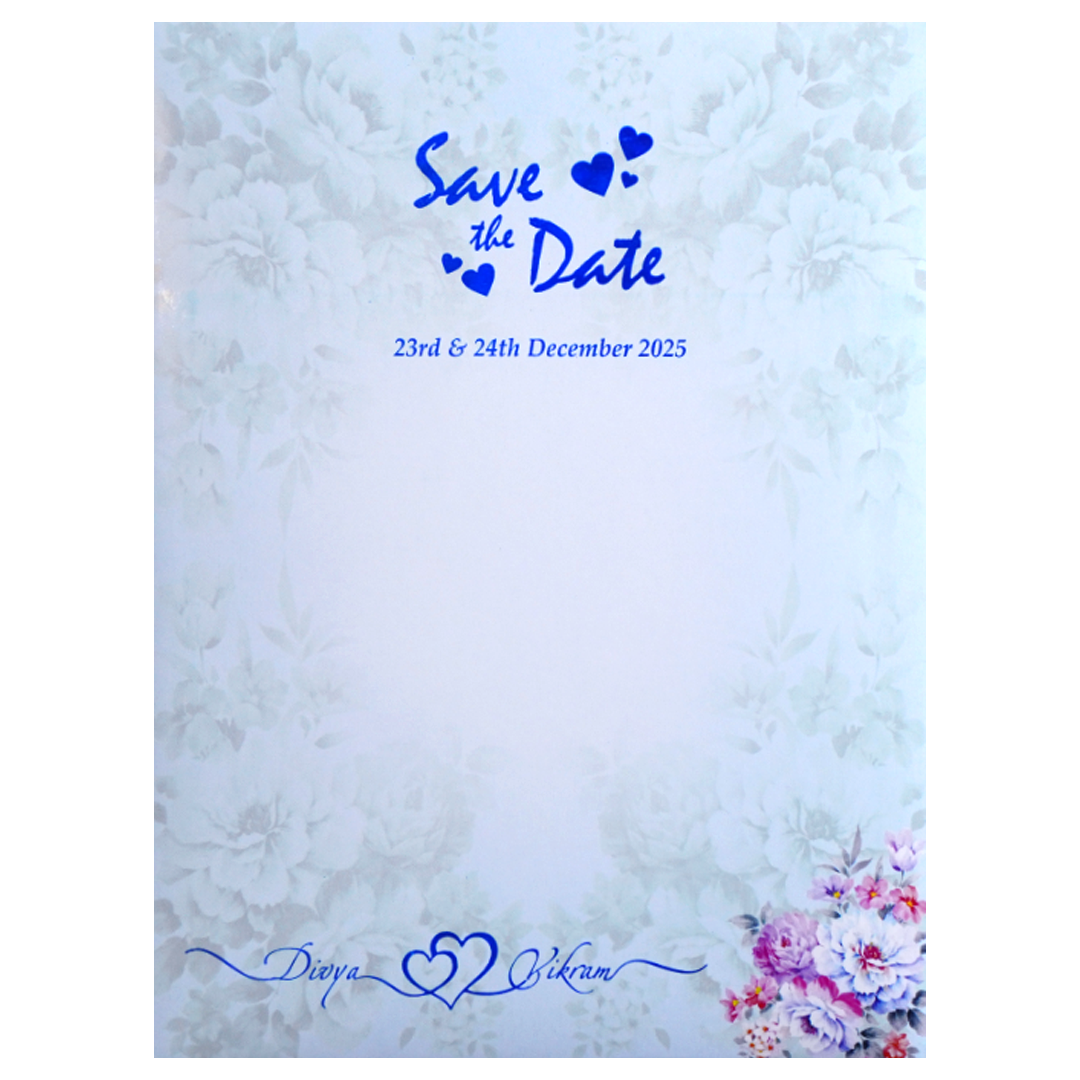 Sky Blue Classic Floral Design With Name Plate-KNKC4055