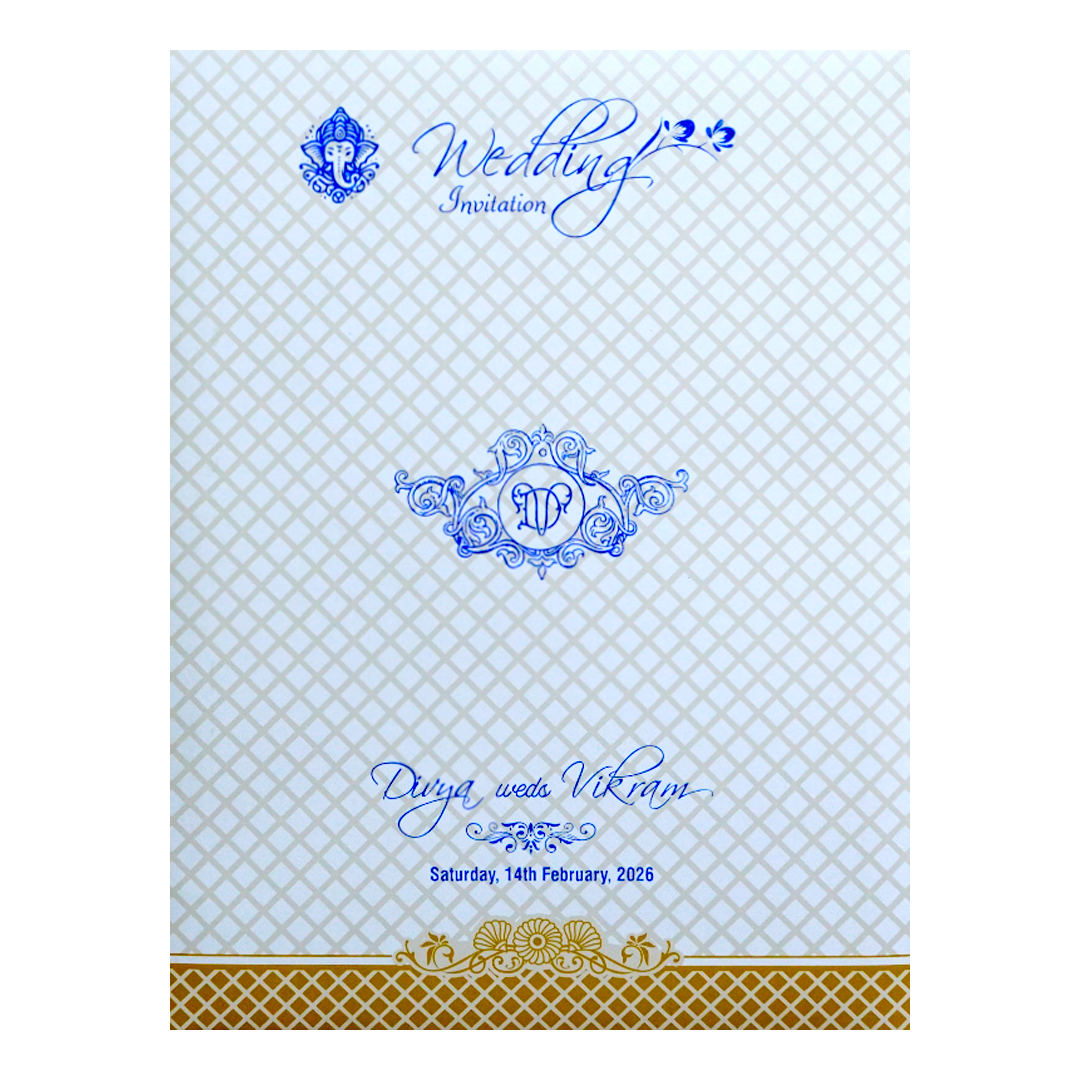 White Embossed Wedding Invitation Card-KNK7063W
