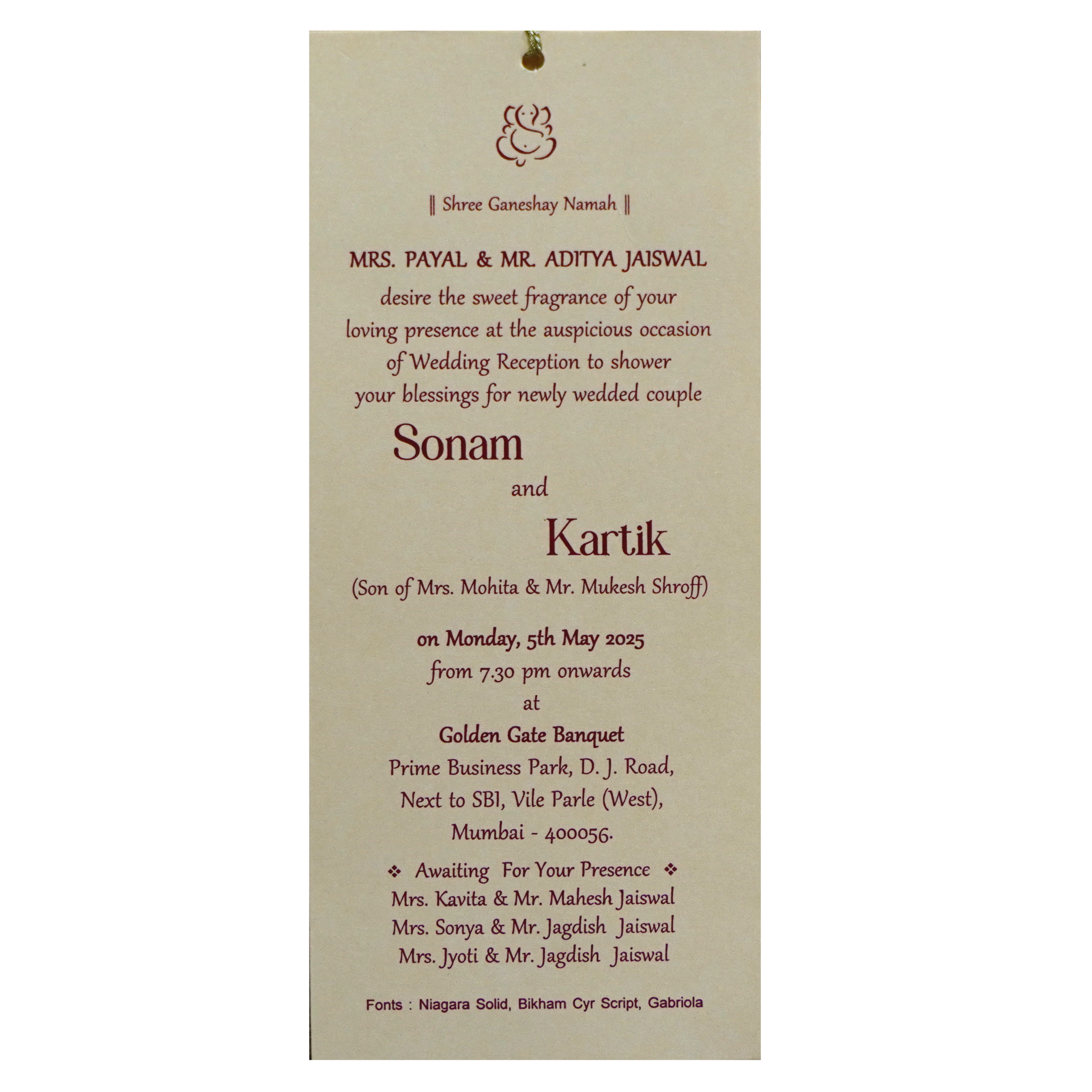 Beige Soft Pink Single Invitation-KRCS7052