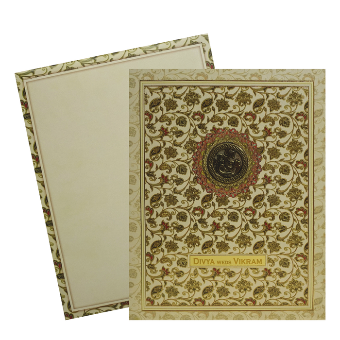 Cream Pattern Wedding Card-King of Cards