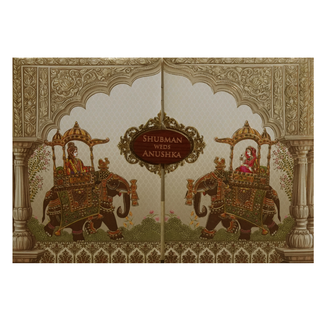 Cream Padded Wedding Invitation Card-KRB8220