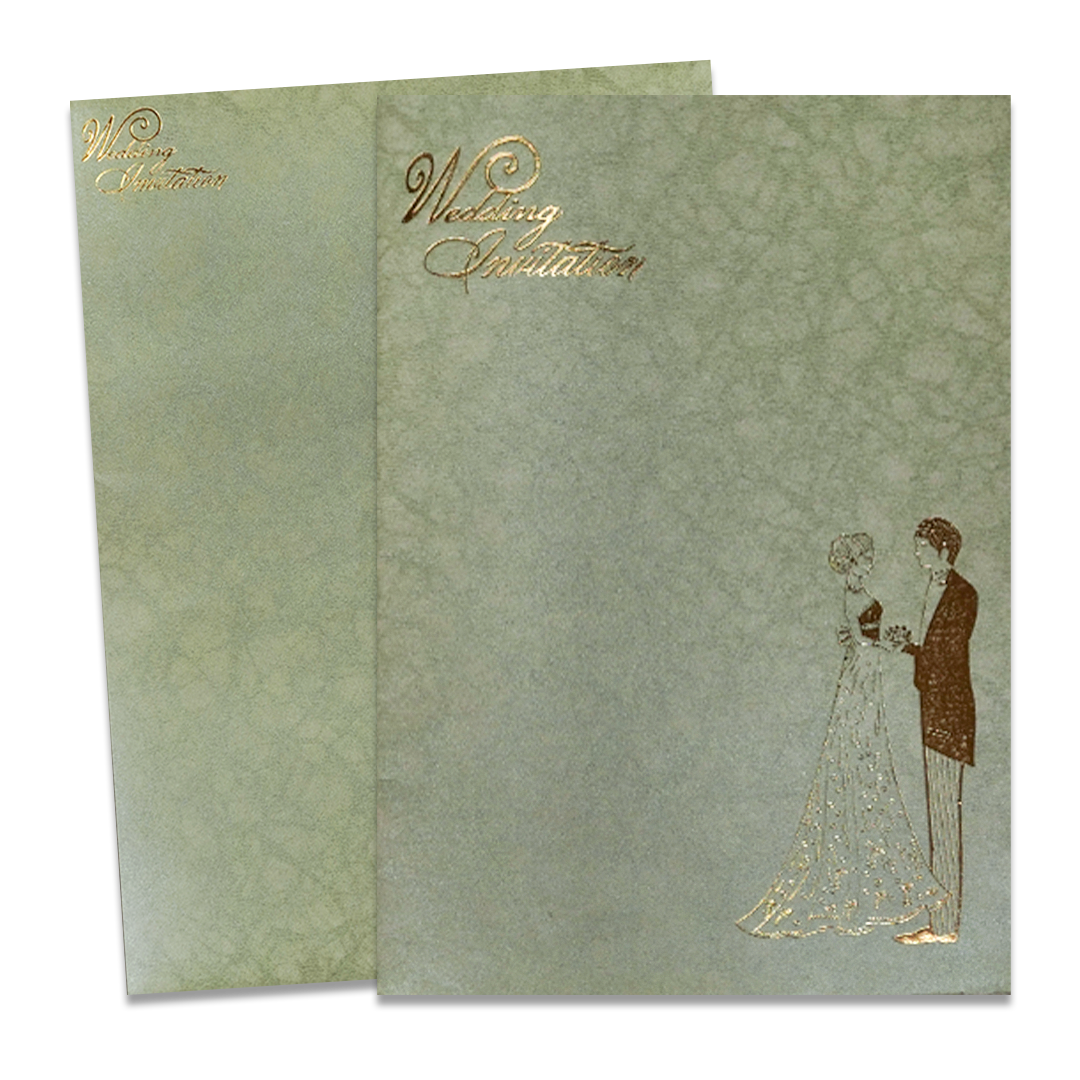 Light Green Western Couple Wedding Card-KNKR035GL