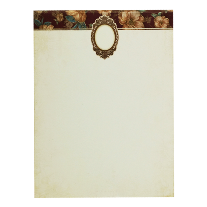 Maroon Cream Floral Door Padded Wedding Card-King of Cards