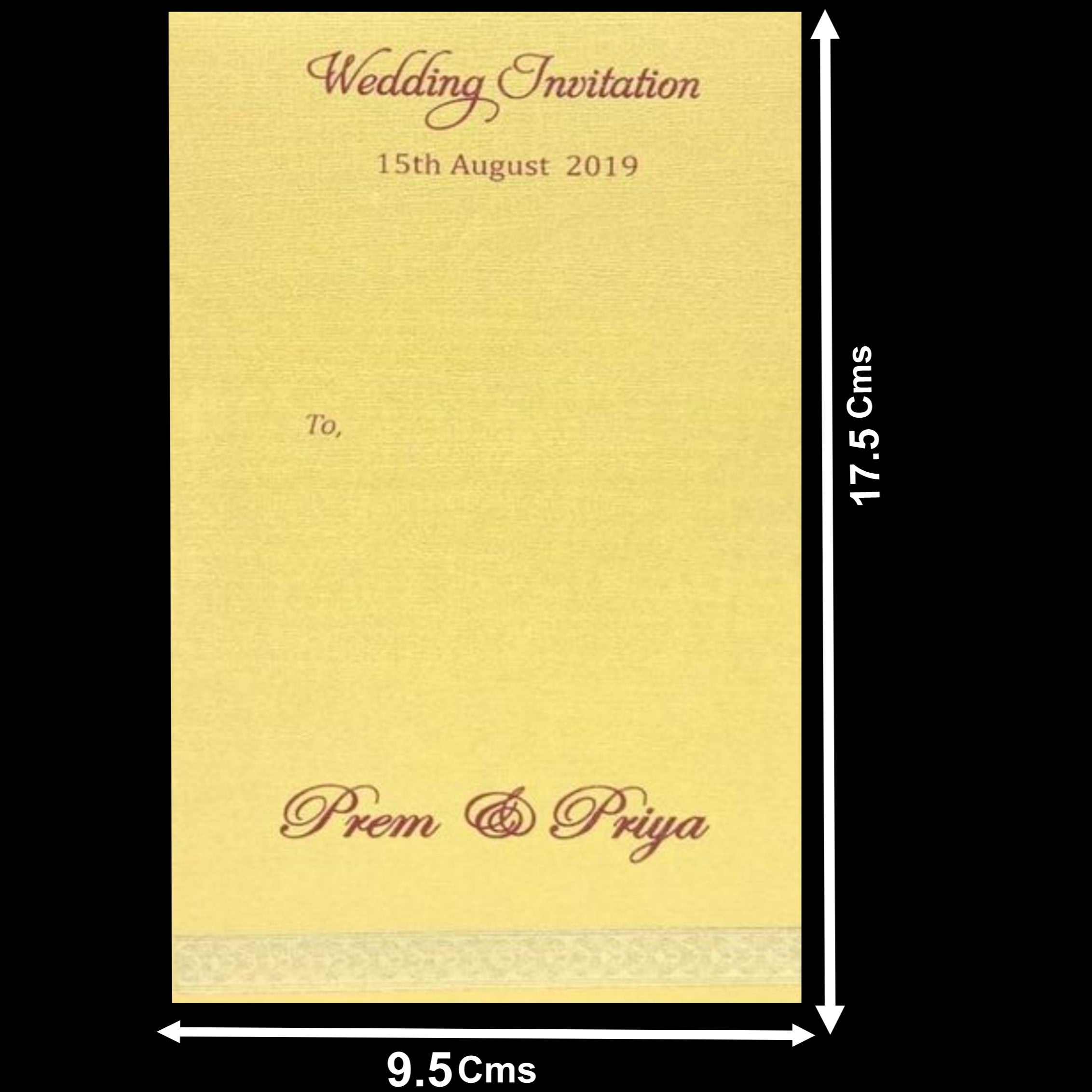 Red (kadhi) golden border personal single sheet invitation card-KNS9001R