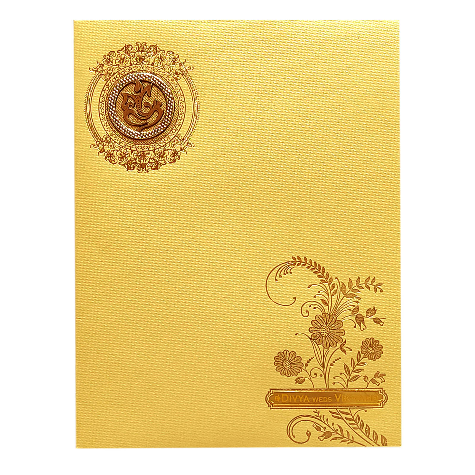 Gold Floral Foil Nameplate Invitation Card-KNKT5027