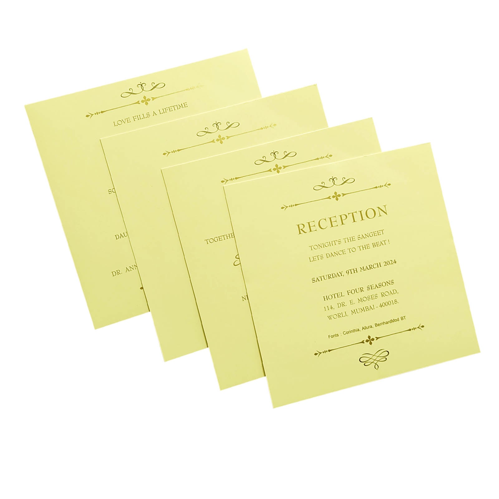 Cream Floral Invitation Card-KRC28170