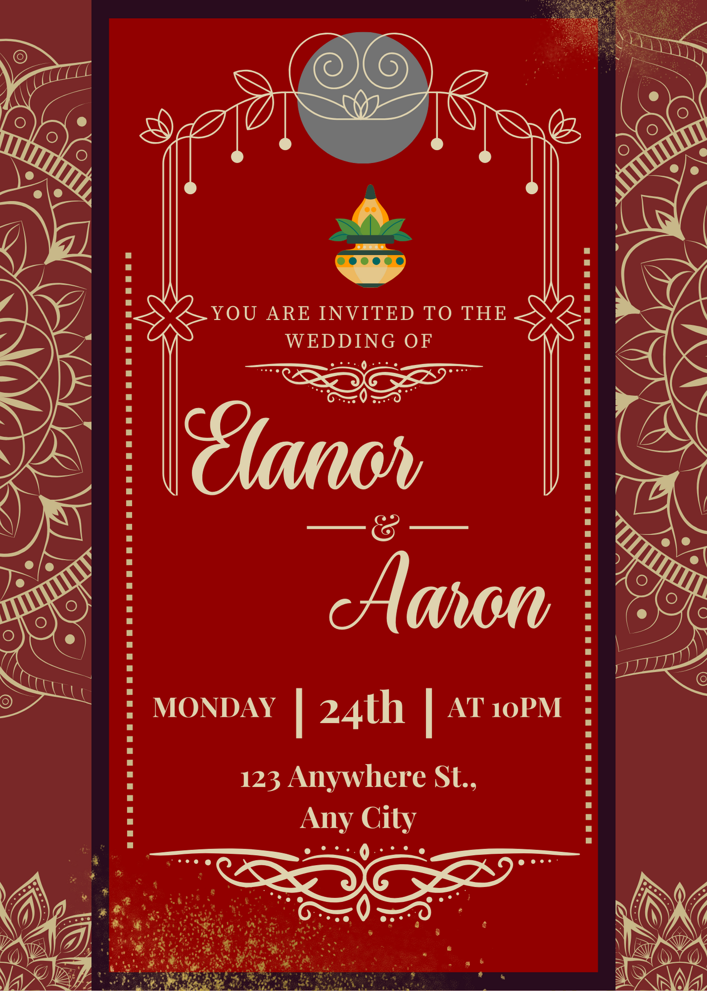 Red Floral Hindu Wedding Invitation-King of Cards