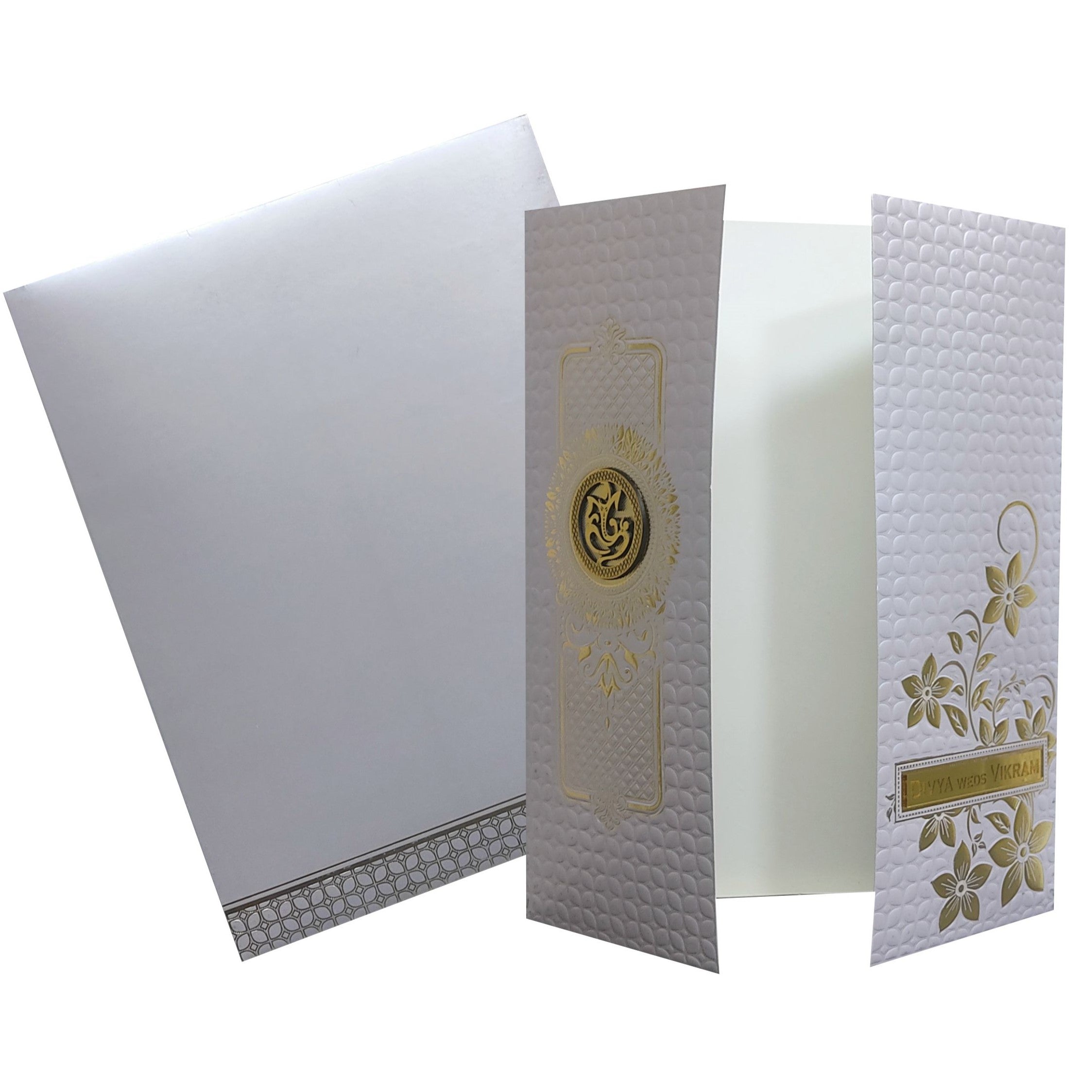 Pearl Purple Embossed Invitation Card-KNL1304PL