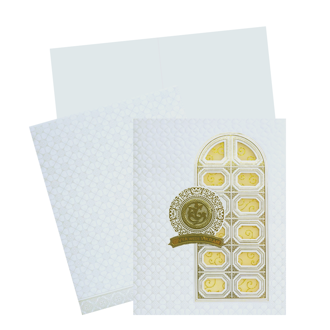 White Laser Cut Wedding Card-KNJS2083