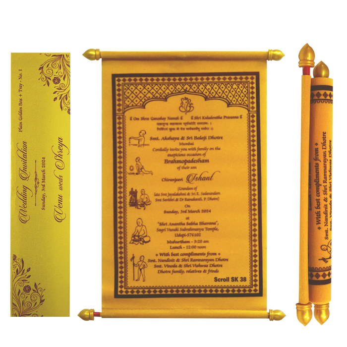 Make your event special with our exclusive Amber Yellow Velvet Scroll Card Order now! ?WhatsApp Support ?Express Delivery.