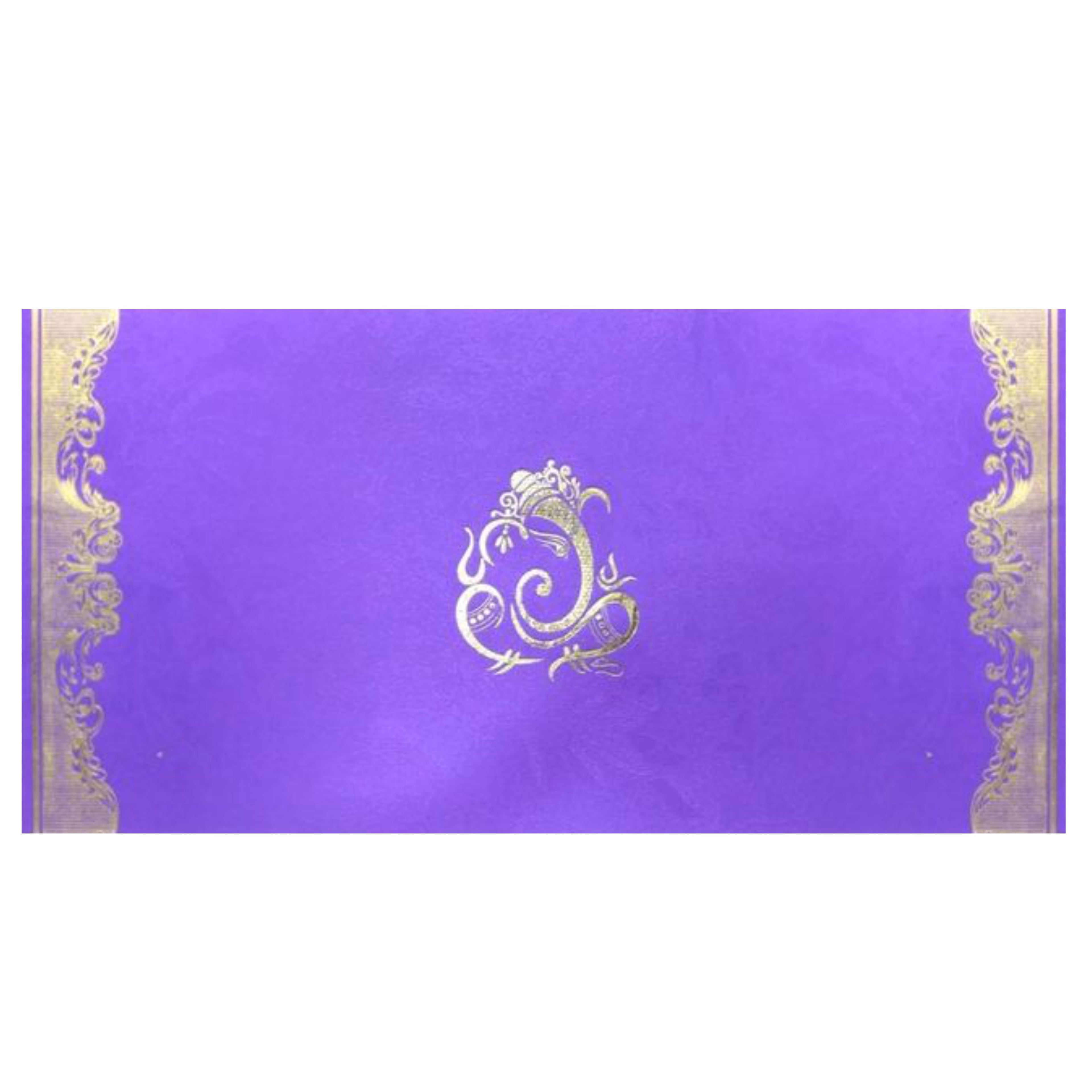 Lovely Gold Foiling Ganesha With Violet Shading Wedding Card-KNK1789