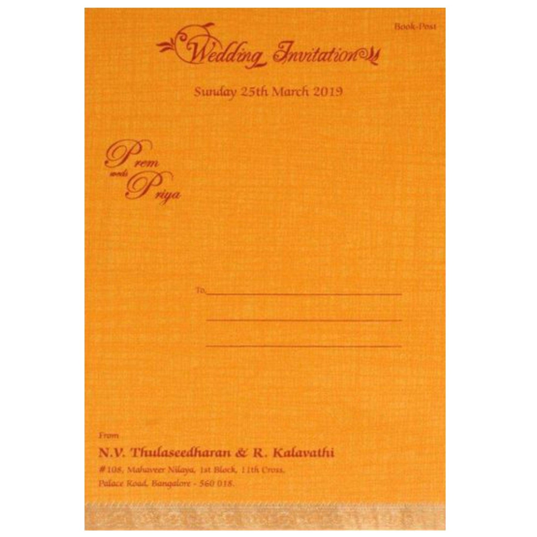 Orange Single Sheet Invitation Card-KNKS11RO