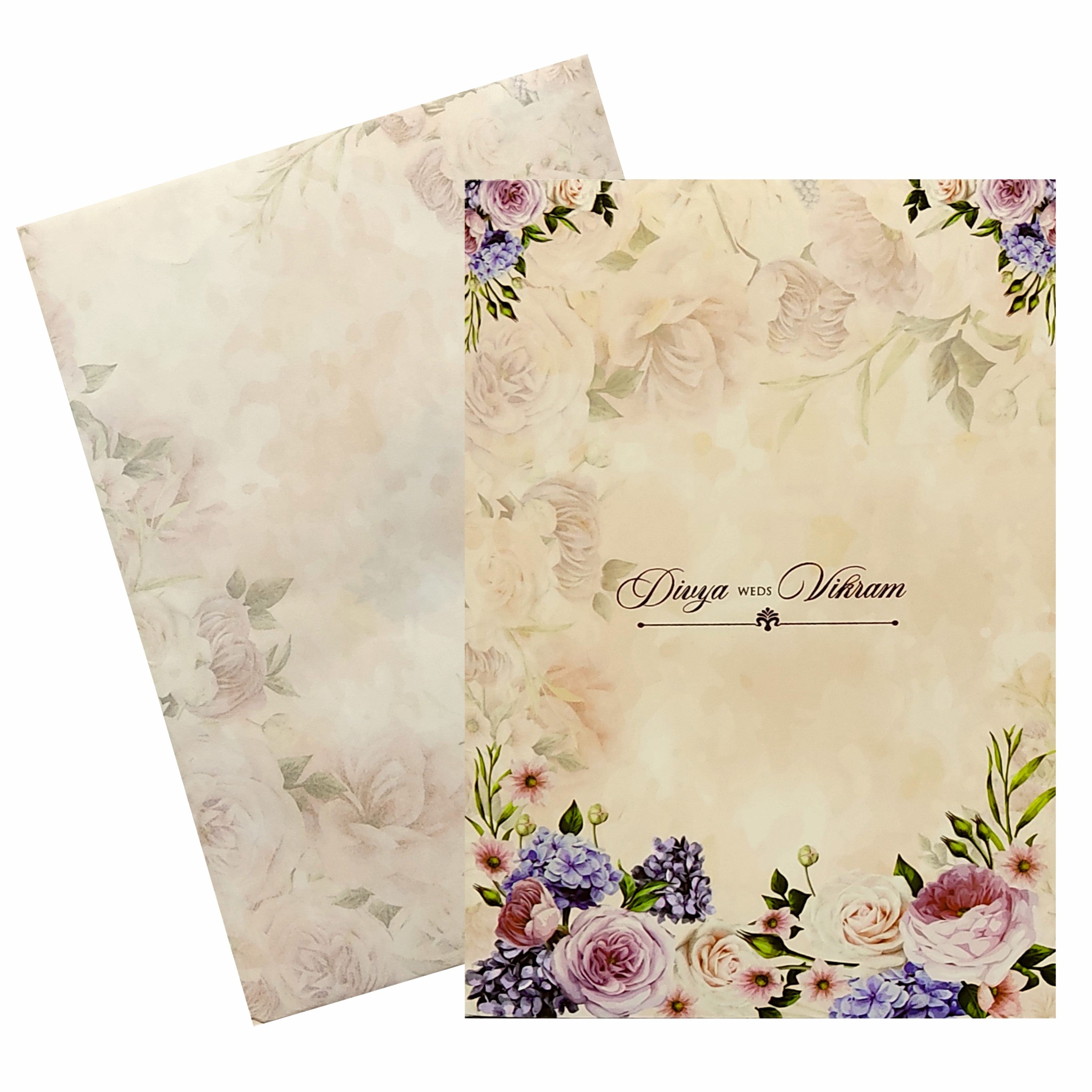 Pink Rose Floral Wedding Card-KNPP683P