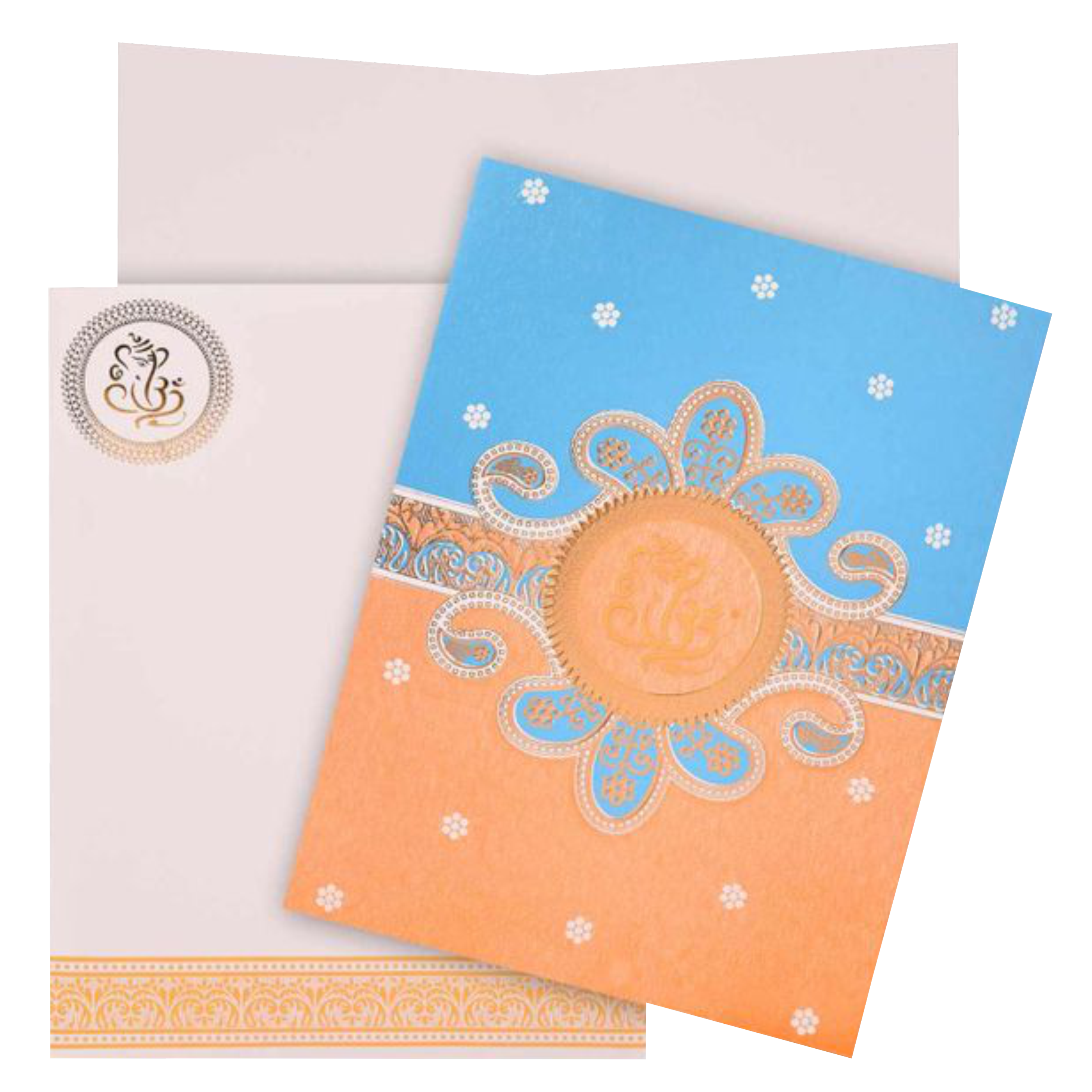 White Simple Ganesha Wedding Card