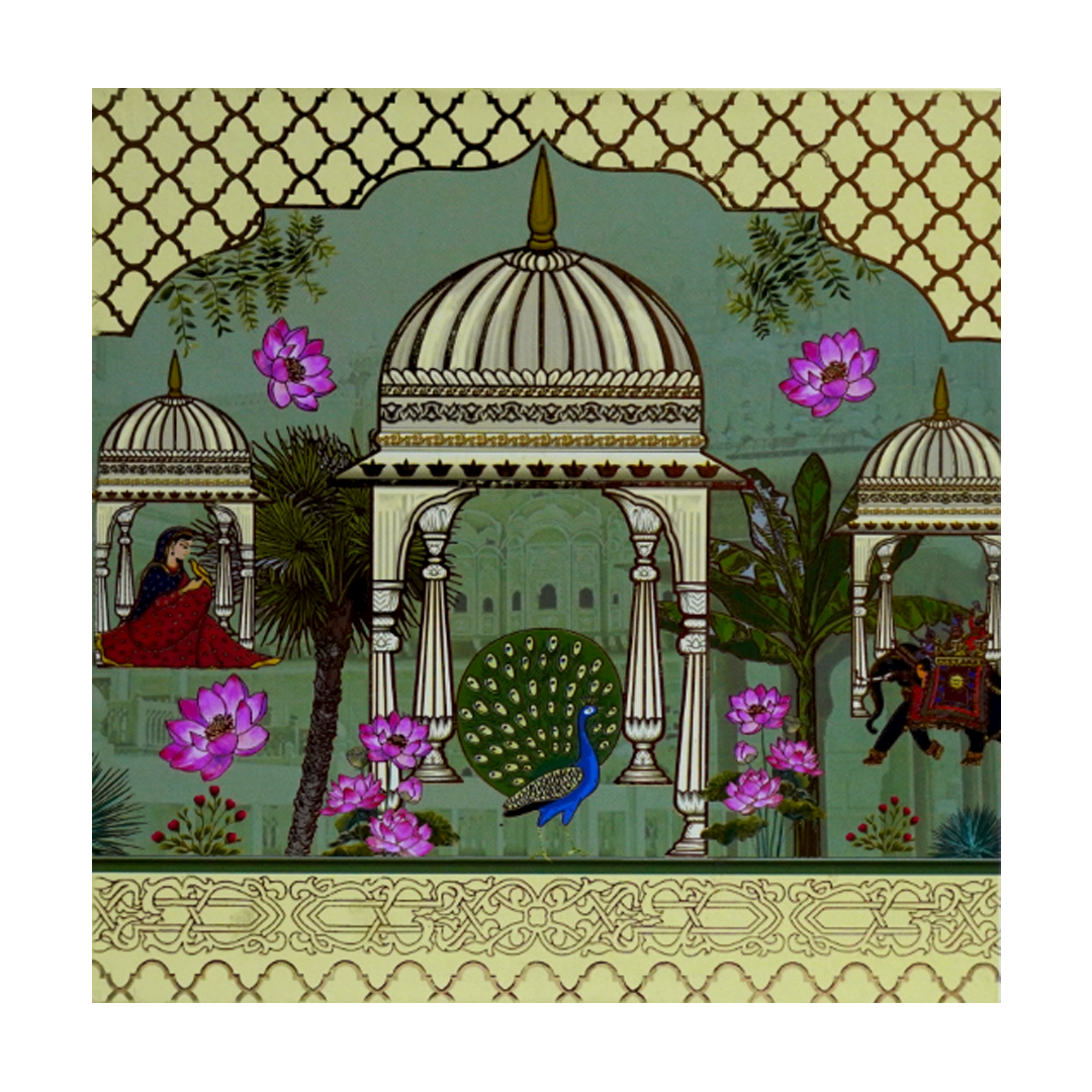 Pastel Peacock Elephant Box Wedding Invitation-KBX1303