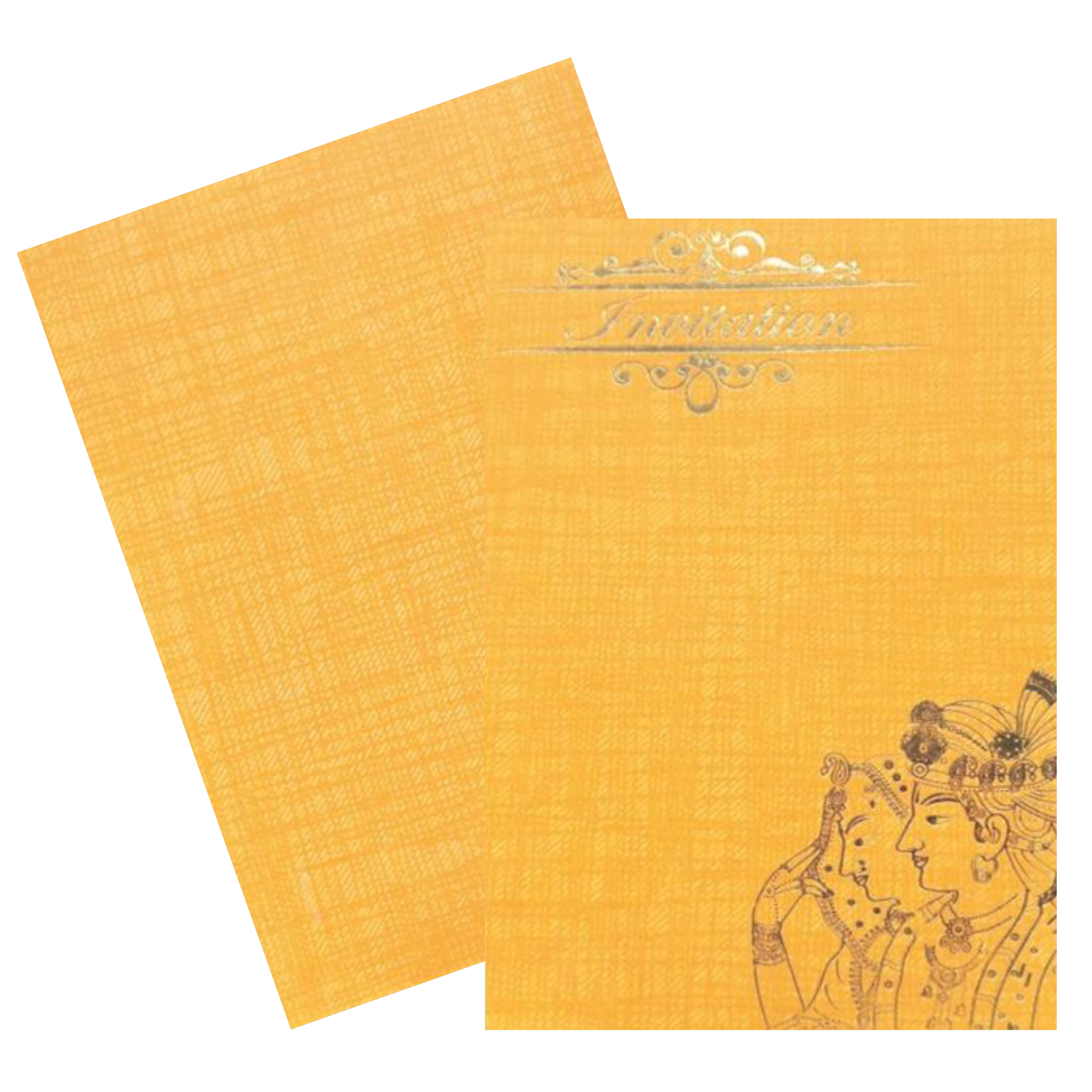 Romantic Orange Shading With Couple Theme Personal Wedding Card - KNKP003O