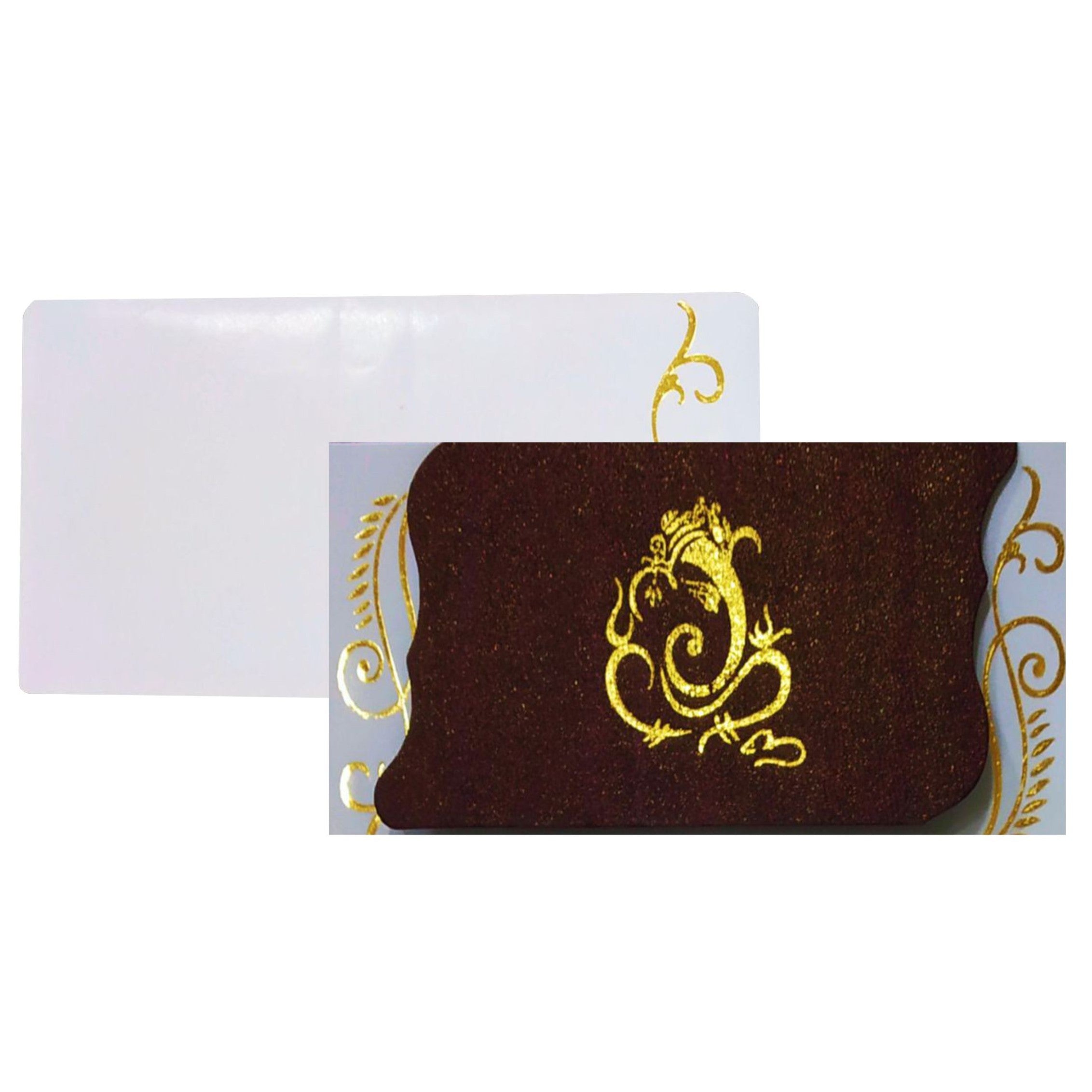 Brown Gold Ganesha Invitation Card