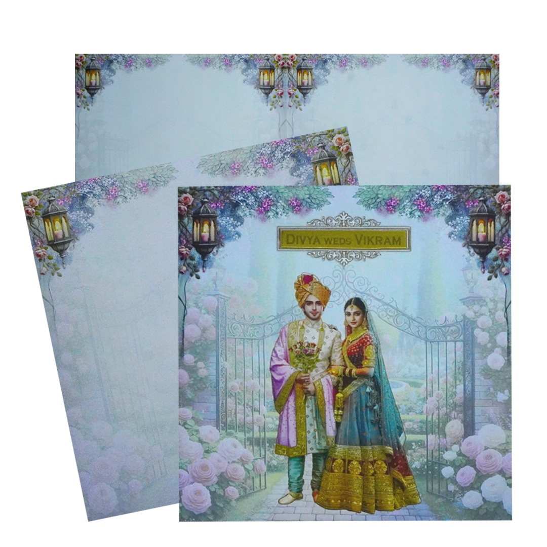 Jade Green Bride and Groom Wedding Card-King of Cards