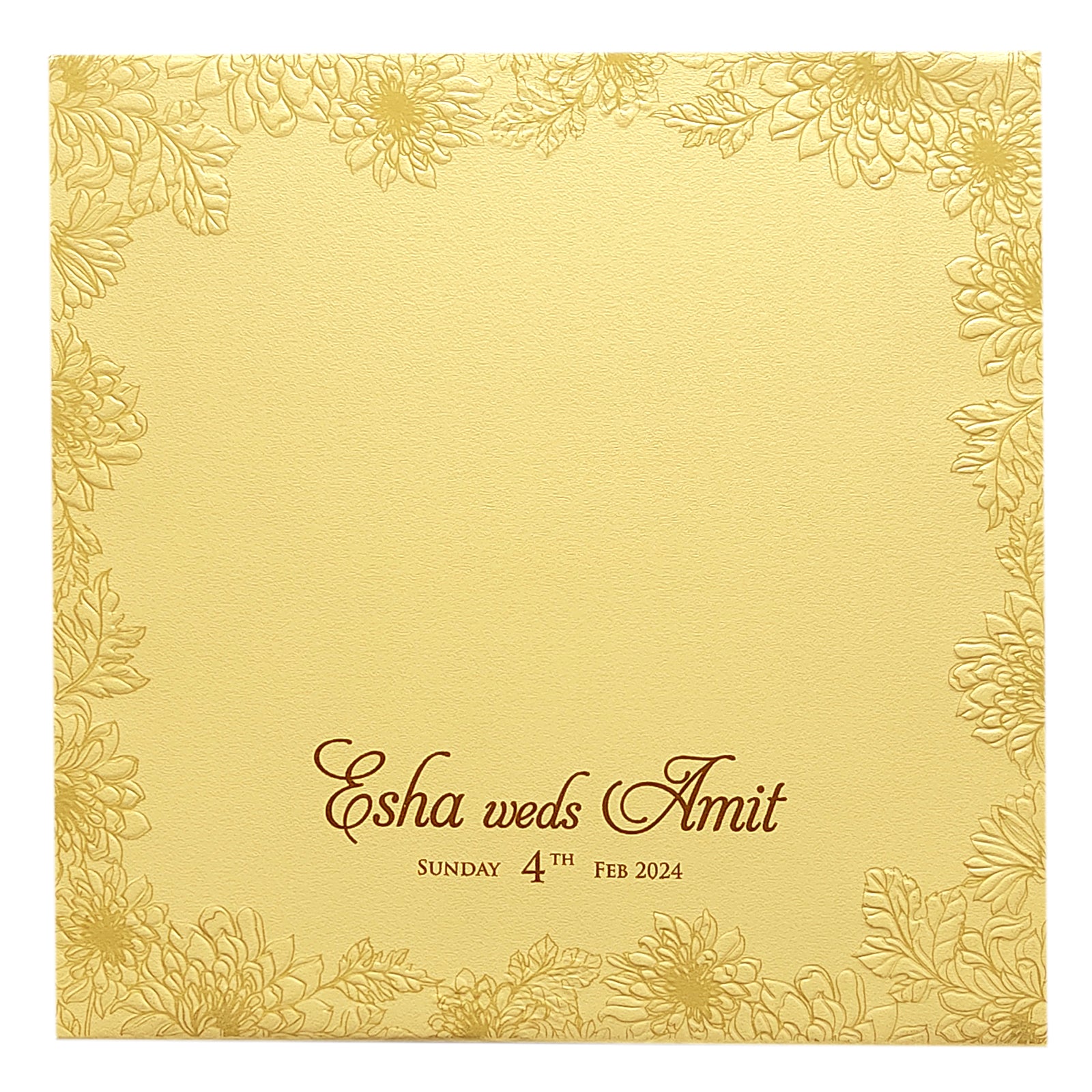 Khaki Brown Floral Box Marriage Card-KPR05340