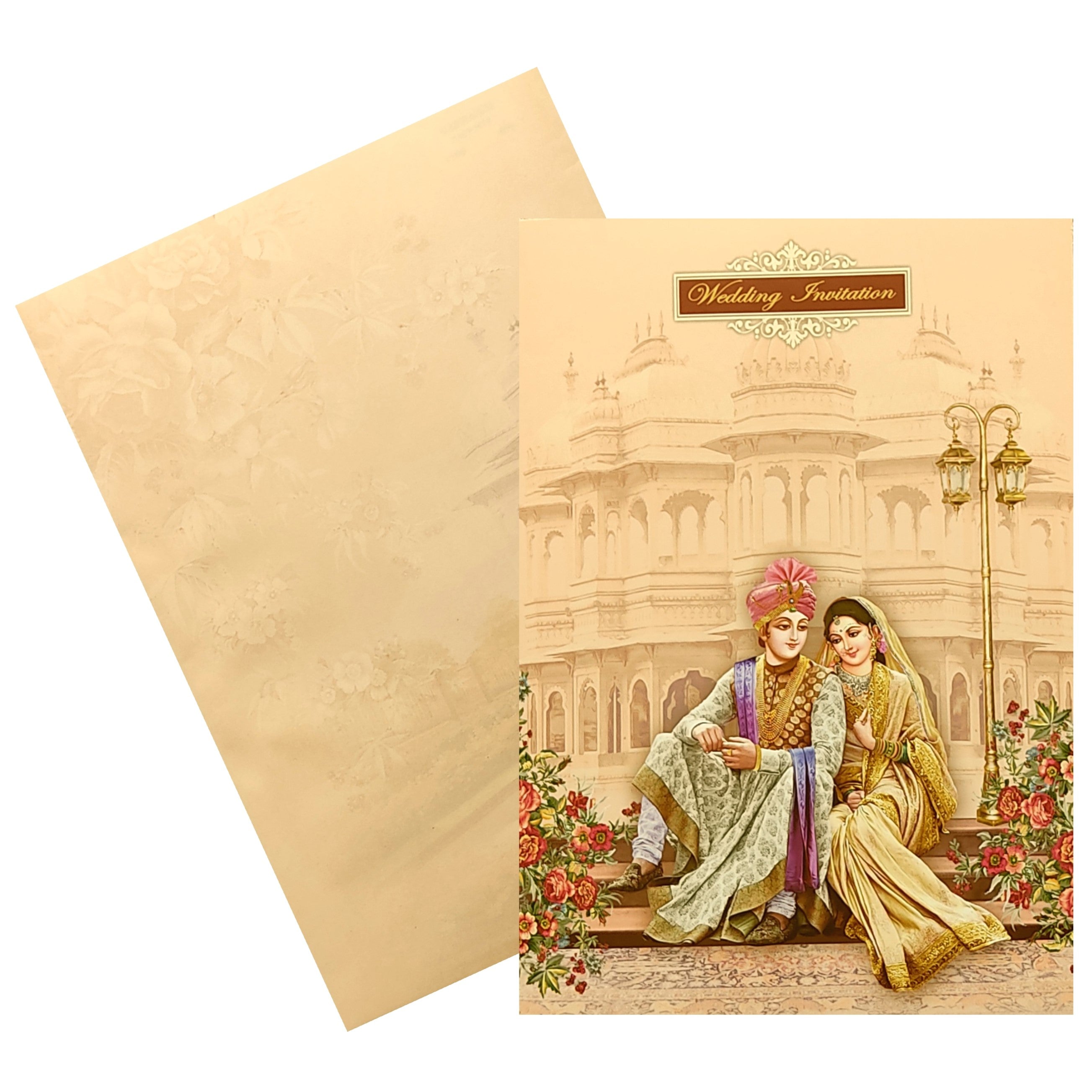 Pink Bride Groom Padded Invitation Card-KNEP1602